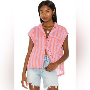 NWOT Free People Play It Cool Striped Shirt Sorbet Combo
